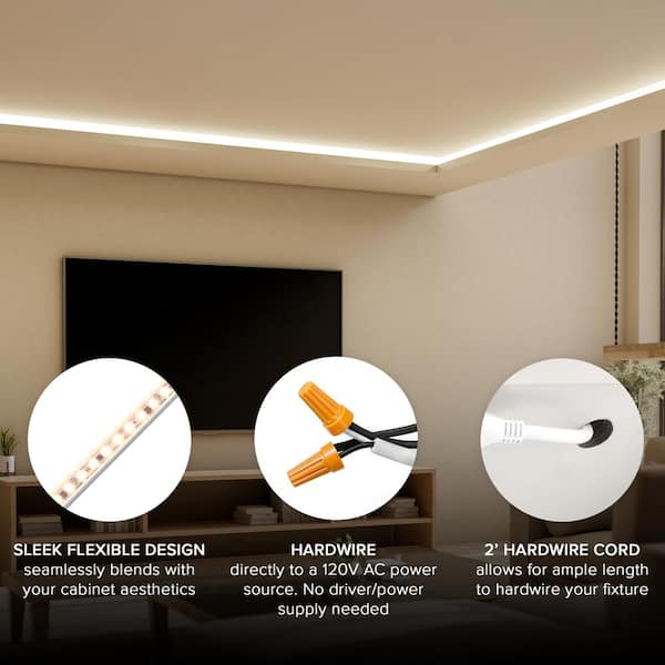 Maxxima 84 in. Hardwired, White, Integrated LED, Under Cabinet