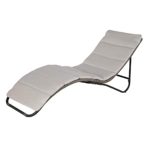 Wicker Patio Lounge Chair Outdoor Rattan Lounger Chaise with White Cushion for Garden