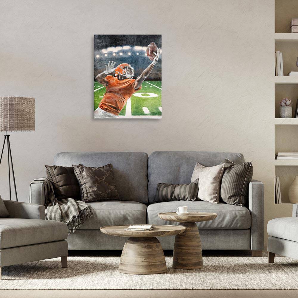 Athlete Catching Football by Kim Allen Unframed Sports Graphic Art Print 30 in. x 24 in. price history on PriceWatchPro