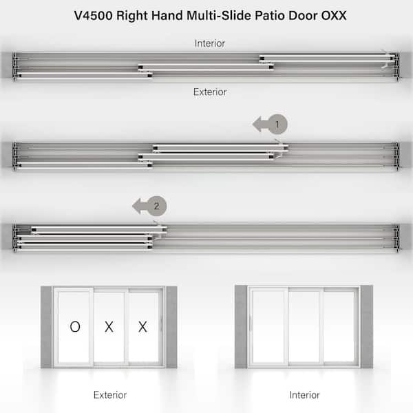 V4500 Multi-Slide 177 in. x 80 in. Universal Handing Low-E White Vinyl 3-Panel Prehung Patio Door V4500 Multi-Slide 177 in. x 80 in. Universal Handing Low-E White Vinyl 3-Panel Prehung Patio Door