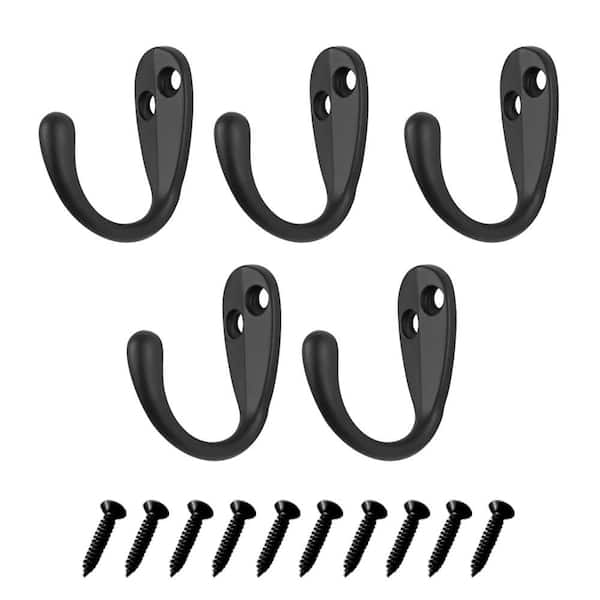 Matte Black Light-Duty Single Robe Hook (5-Pack)
