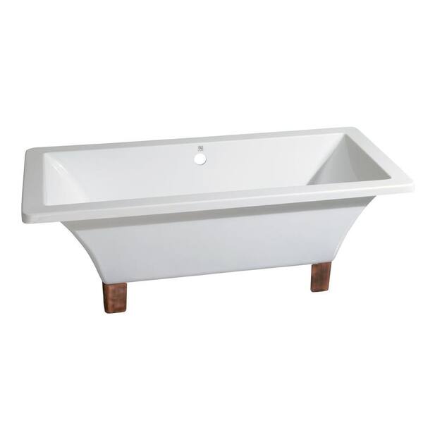 Aqua Eden Modern 5.6 ft. Acrylic Dual Ended Clawfoot Non-Whirlpool Bathtub in White with Square Feet in Naples Bronze