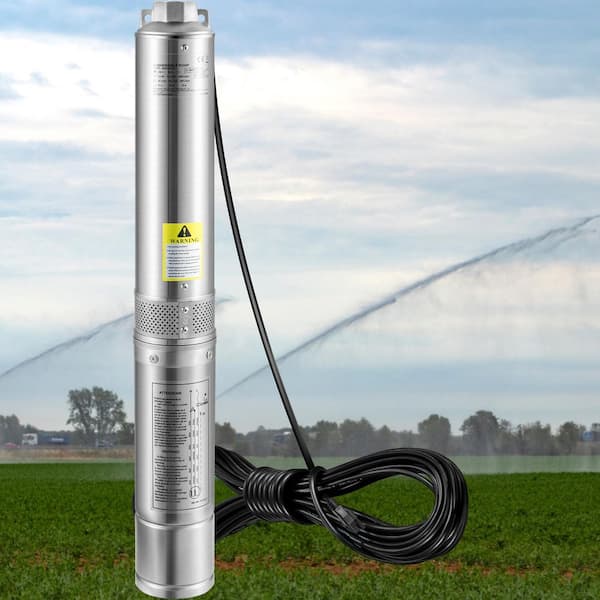 Deep Well Submersible Pump, 1 HP 230 V/60 Hz, 37gpm Flow 207 ft. Head, with 33 ft. Electric Cord, Water Pump