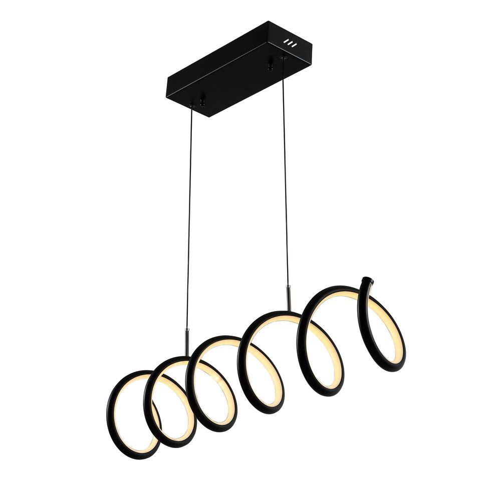Ali 31" Black Matte Adjustable LED Metal Linear Pendant