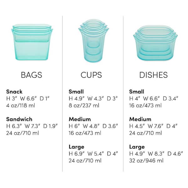 Reusable Silicone Food Storage Bags (2 Large + 2 Medium + 2 Small
