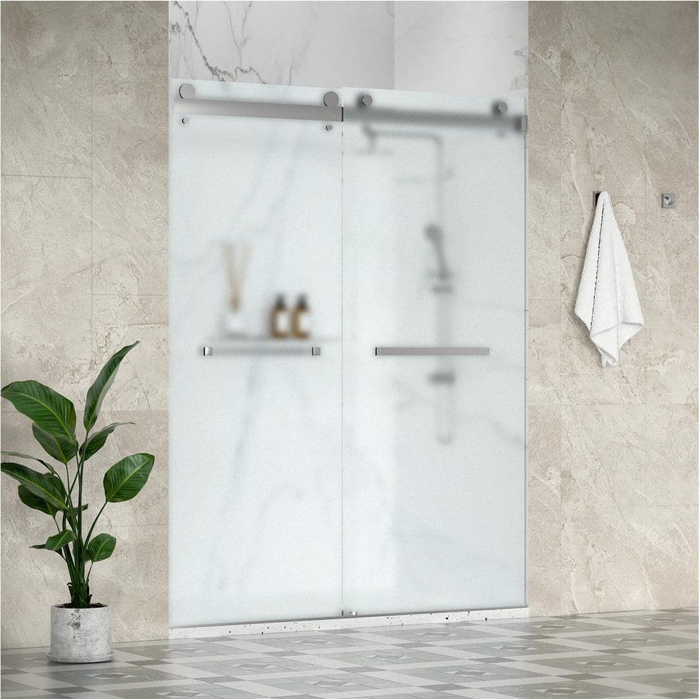 SolaAE 62-66 in. W x 76 in. H Double Sliding Frameless Shower Door in Chrome with 3/8 in. Obscure Glass price history on PriceWatchPro