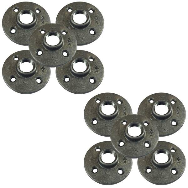 VPC 3/4 in. FPT x 3 in. Black Iron FPT Floor Flange (10-Pack)