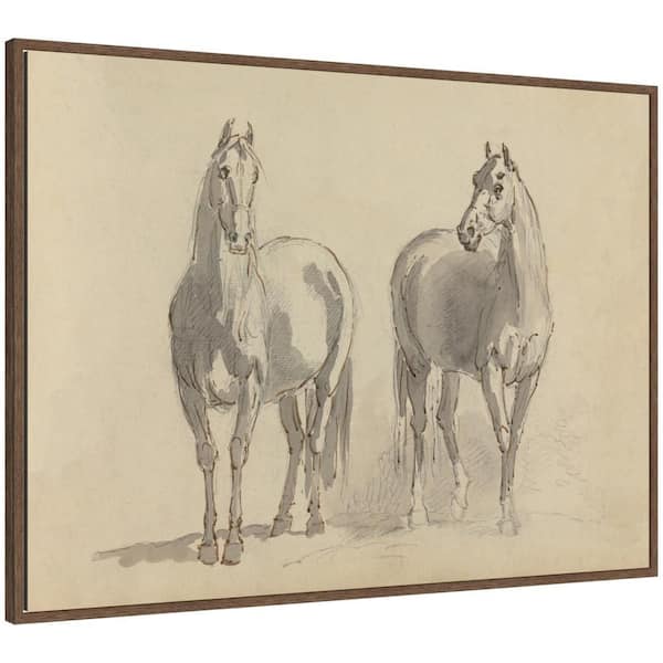 Sylvie "Fourty three Studies of Horsed and Riders" by Nostalgia Prints Animals Framed Canvas Art Print 28 in. x 38 in.