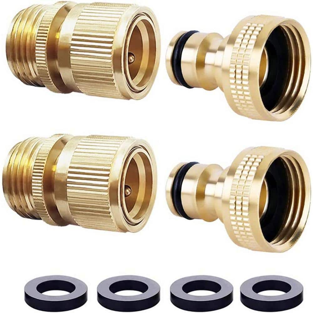 Brass Quick Connect and Disconnect Hose Connector Set for Source  Connections, Includes Teflon Tape and Washers (6-Pack)