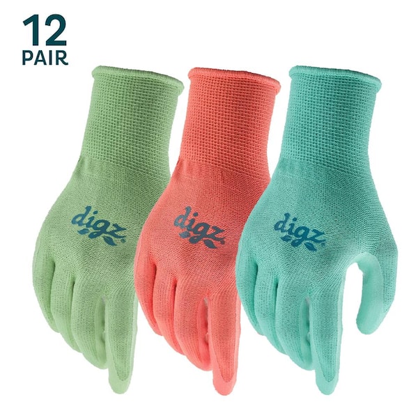 Nitrile Grip Protective Work Gloves, 12 Pack Size Medium