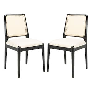 Reinhardt White/Black 17.5 in. Rattan Dining Chair Set of 2