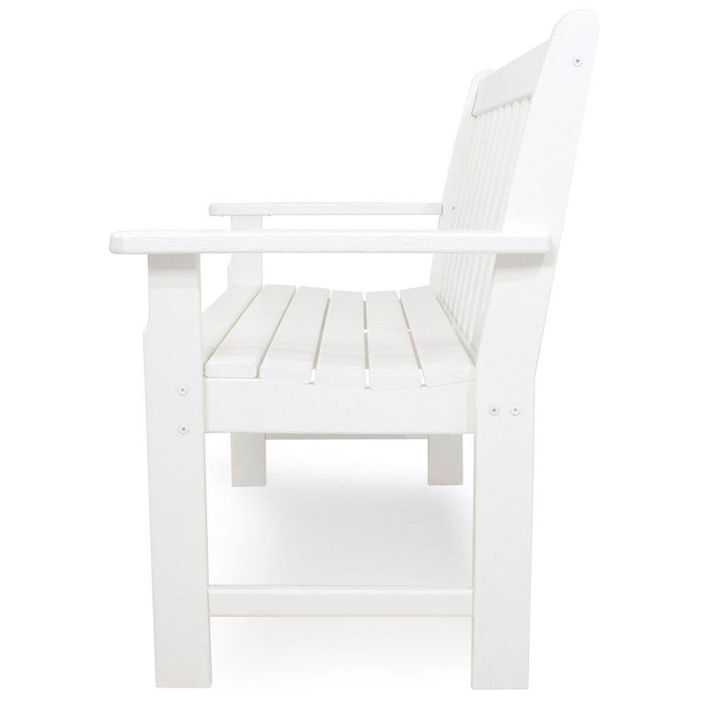 White 48" Weatherproof Slat-Back Outdoor Bench