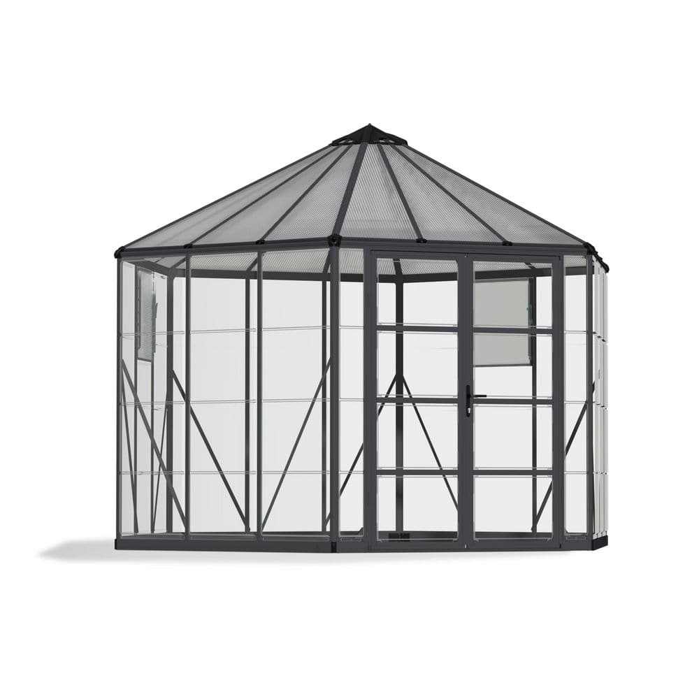 Large Gray Polycarbonate Hexagonal Greenhouse with Steel Base