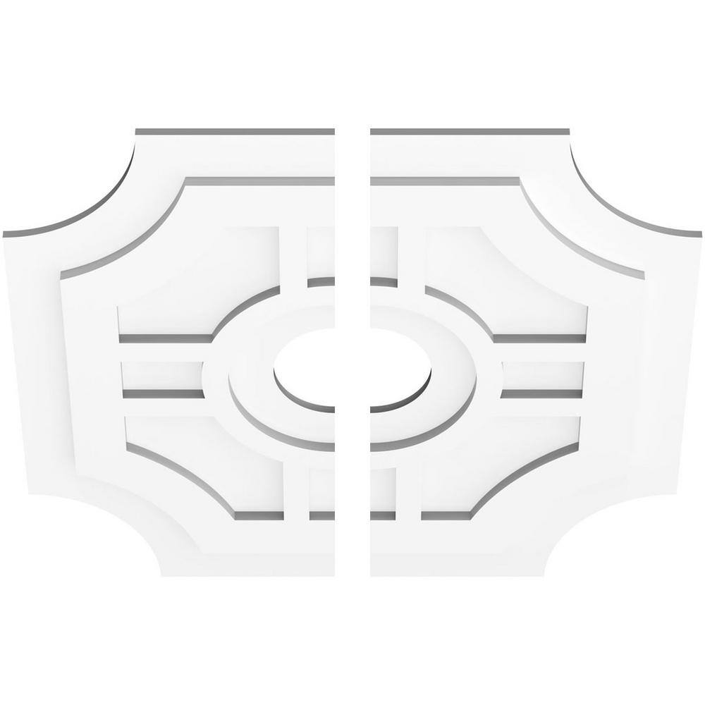 26" White PVC Contemporary Two-Piece Ceiling Medallion