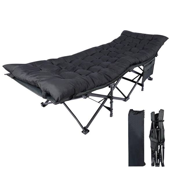 Tunearary Outdoor Camping Metal Foldable Portable Black Camping Bed