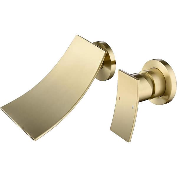 waterpar Single Handle Wall Mounted Bathroom Faucet in Brushed Gold