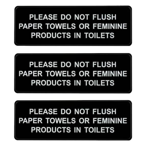 Alpine Industries 9 in. x 3 in. Please Do Not Flush Paper Towels or Feminine Products in Toilets Sign (12-Pack)