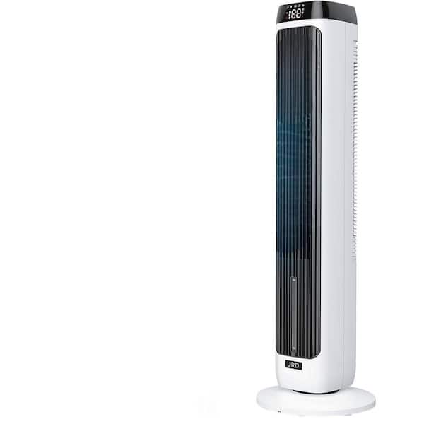 1-12 Hours Evaporative Air Cooler Portable Air Conditioner Cools with Remote in White Bladeless Tower Fan
