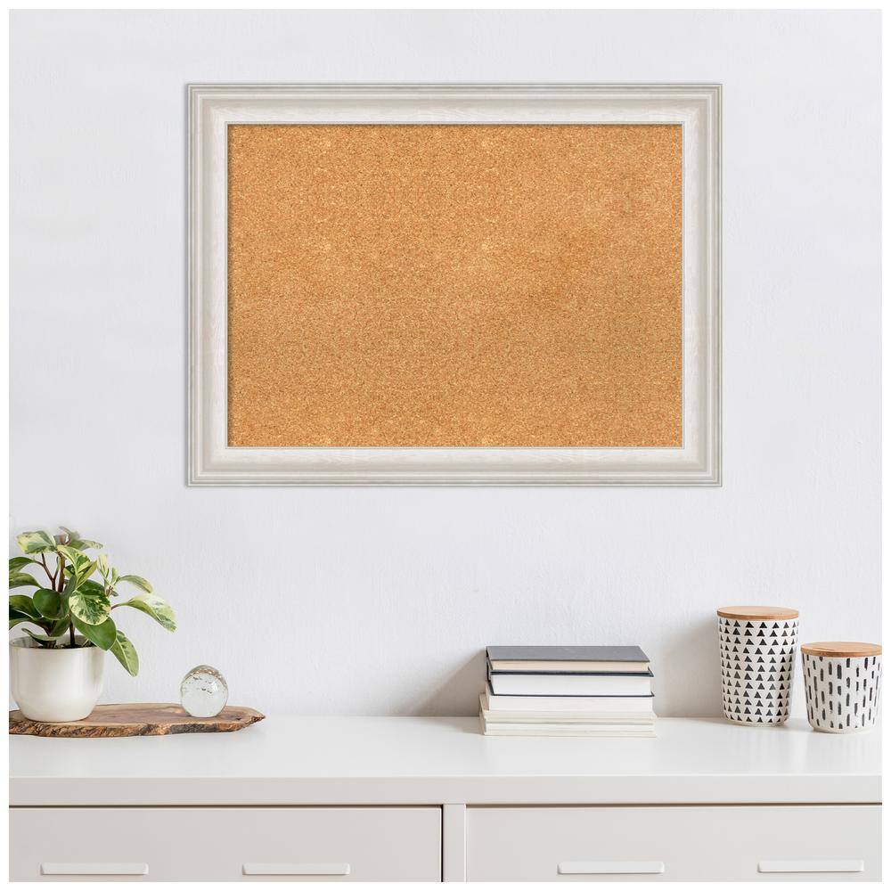 Trio White Wash Silver Framed Natural Corkboard 32" x 24"