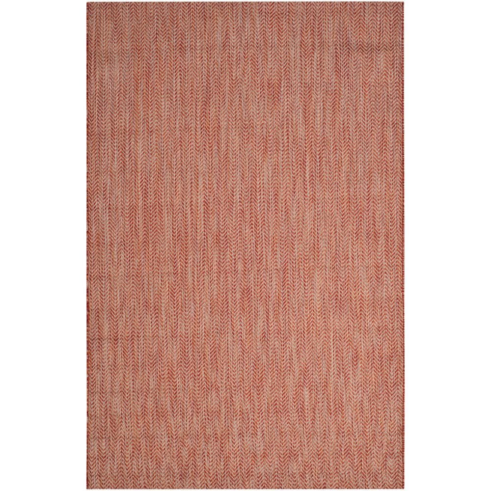 Terracotta and Beige Chevron Outdoor Area Rug