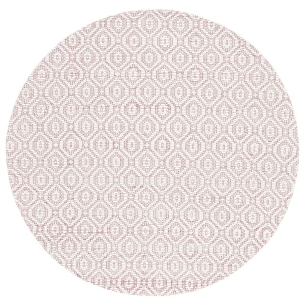 Marbella 6 ft. x 6 ft. Pink/Ivory Diamond Round Rug