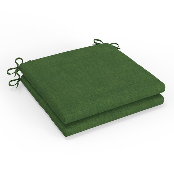 Pillow Perfect Solid Twill 20 in W x 3 in H Square Outdoor Chair Pad Cushion with Ties 2-Count in Green Splash