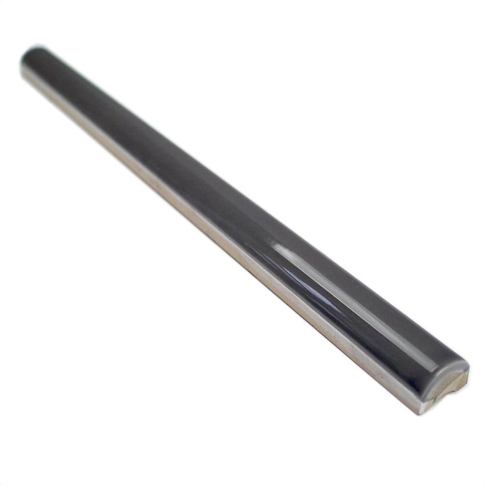 Dark Gray Polished Ceramic 12" Pencil Liner Tile Trim