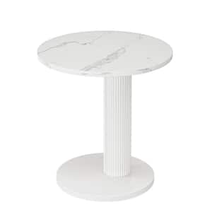 Kerlin 19.68 in. White Round Wood End Table with Storage