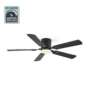 52 in. Indoor Matte Black Flush Mount 3-Colors LED Ceiling Fan with Dual-Finish Blades and Light Kit and Remote Control