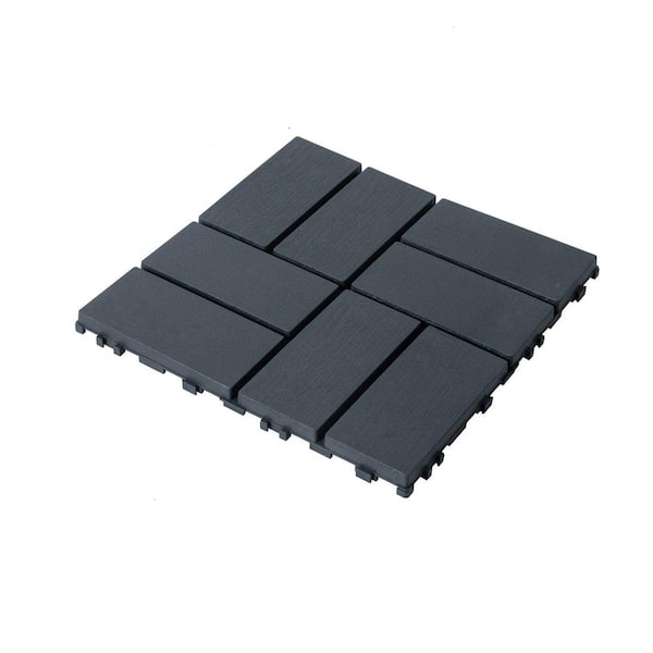 Tidoin Outdoor 1 ft. x 1 ft. Composite Interlocking Tile Deck Tile in Gray (44 Per Box)