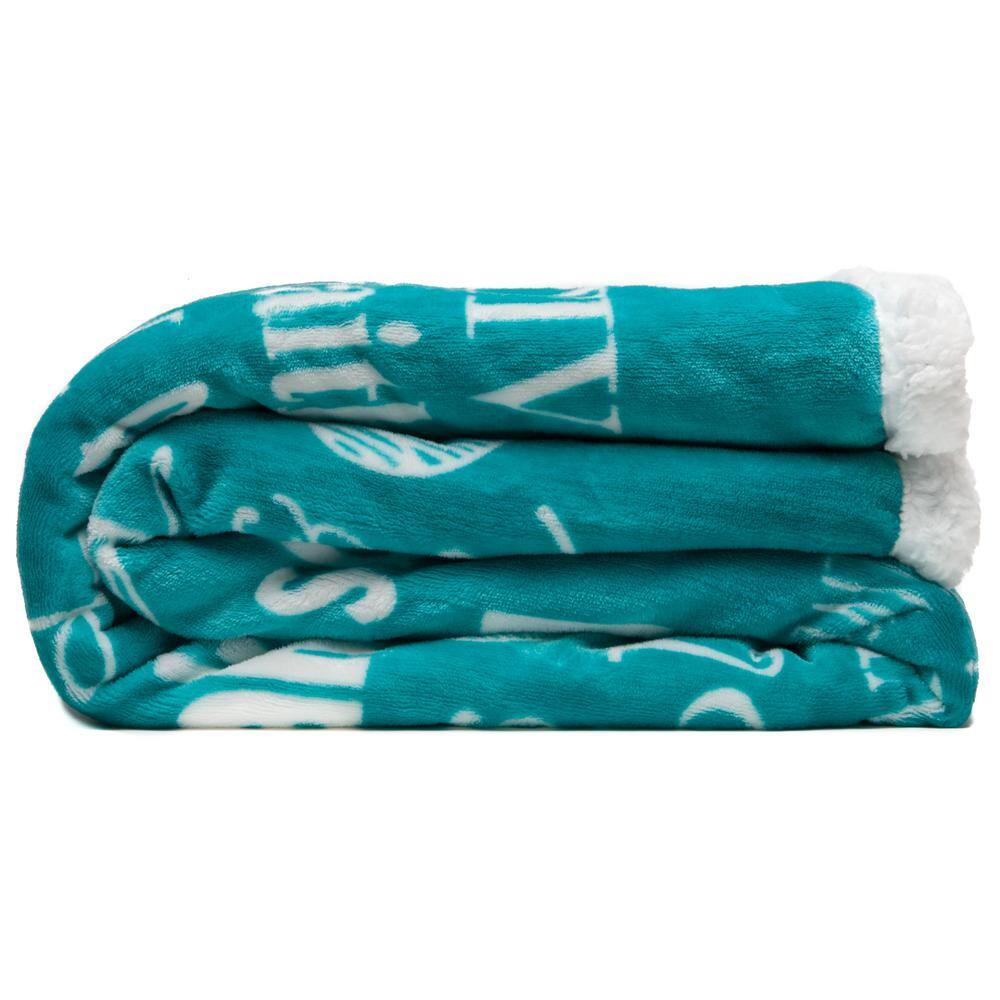 Teal Reversible Fleece and Sherpa Electric Throw Blanket