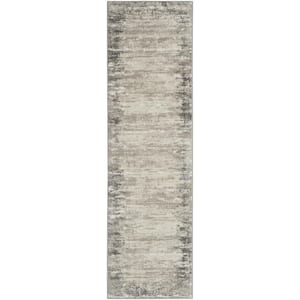 Cyrus Ivory/Grey 2 ft. x 8 ft. Abstract Contemporary Kitchen Runner Area Rug