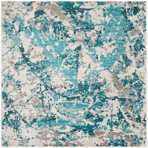 Skyler Blue/Ivory 8 ft. x 8 ft. Square Abstract Area Rug