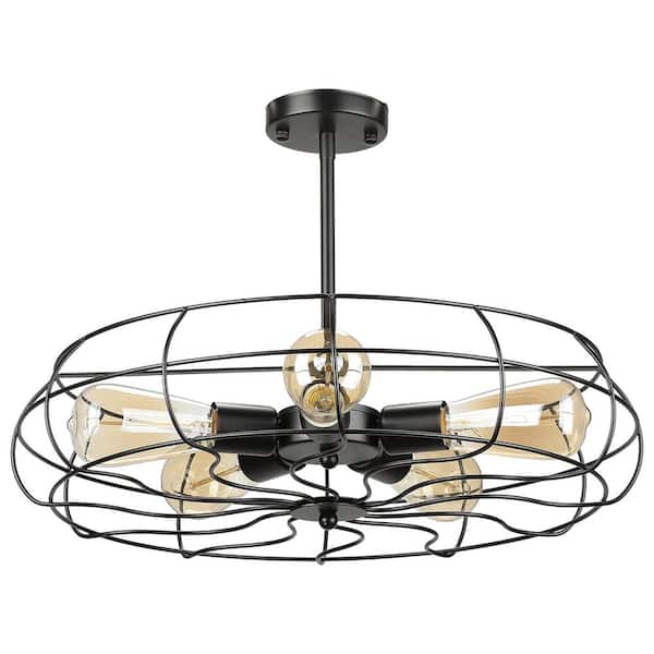 19 in. 5-Light Black Semi-Flush Mount