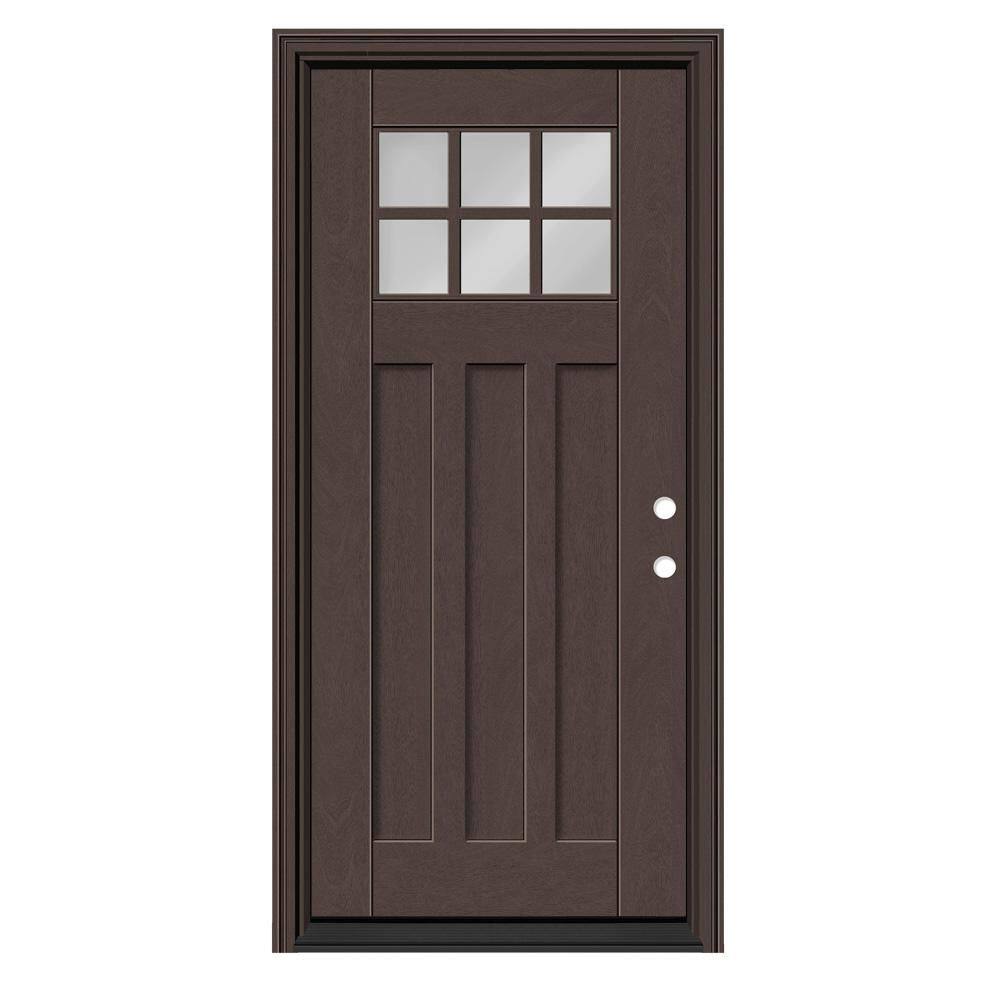 Regency 32 in. x 80 in. 6Lite Toplite Clear Glass LHIS Chestnut Mahogany Fiberglass Prehung Front Door w/6-9/16 in. Jamb price history on PriceWatchPro
