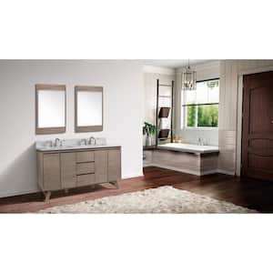 Coventry 61 in. Vanity in Gray Teak with Marble Top Vanity Top in Carrara White with White Basin
