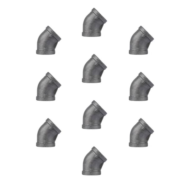PIPE DECOR 3/8 in. Black Malleable Iron 45 degree FPT x FPT Elbow Fitting (10-Pack)