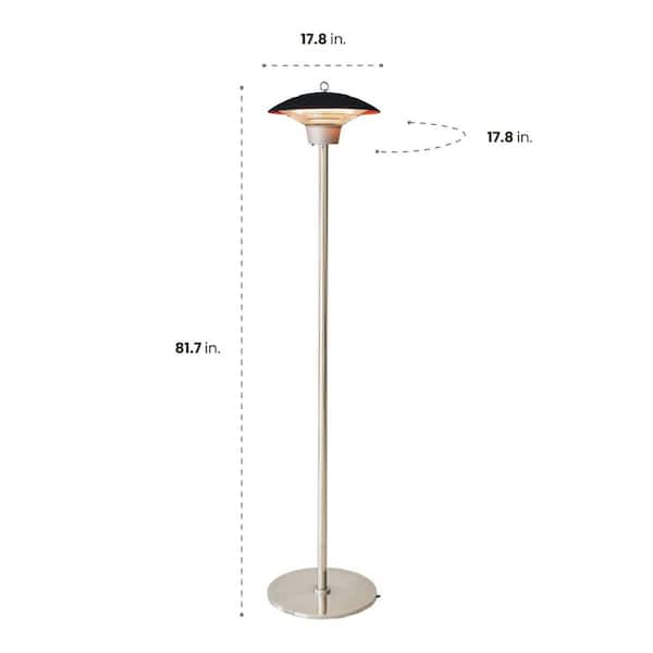 6.8 ft. 1500-Watt Portable Electric Infrared Halogen Stand Lamp, 3 Heat Settings, Energy Efficient, 56 sq. ft., Black