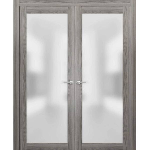 Sartodoors 2102 64 in. x 96 in. Single Panel Gray Pine Wood Interior Door Slab with Hardware