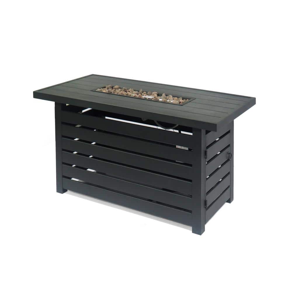 47.25 in. W x 24 in. H Outdoor Black Rectangular 300000 BTU Fire Pit Table for Outside, Patio and Garden price history on PriceWatchPro