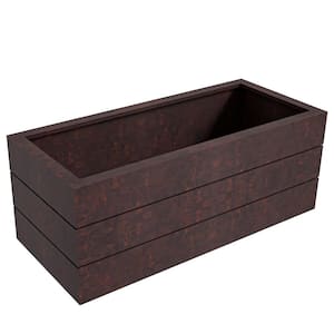 Oasis 36 in. Rectangular Fiberstone Planter for Indoor and Outdoor Clay Planter Pot with Drainage Holes in Brown