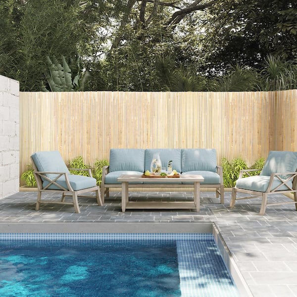 Natural Bamboo Privacy Fence Screen, Eco-Friendly Privacy Bamboo Slat Fence, 6 ft. H x 16 ft. L Bamboo Screen Panel
