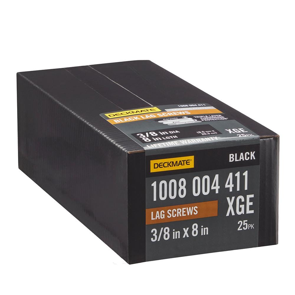 DECKMATE 3/8 in. x 8 in. Black Exterior Hex Head Lag Screw (25