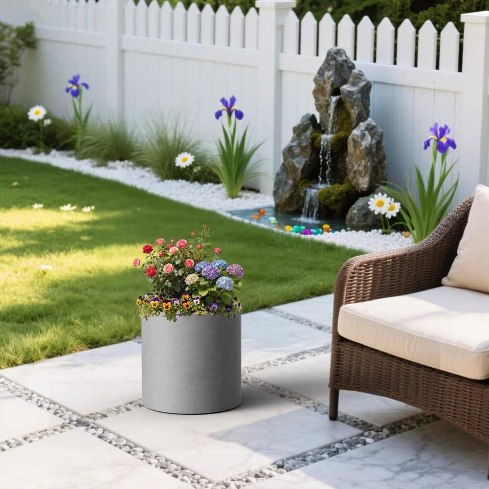 12.5in.W x 12.5in.H Concrete Gray Tall Round Concrete Plant Pot Large Cylindrical Flower Planter with Drainage Hole price history on PriceWatchPro