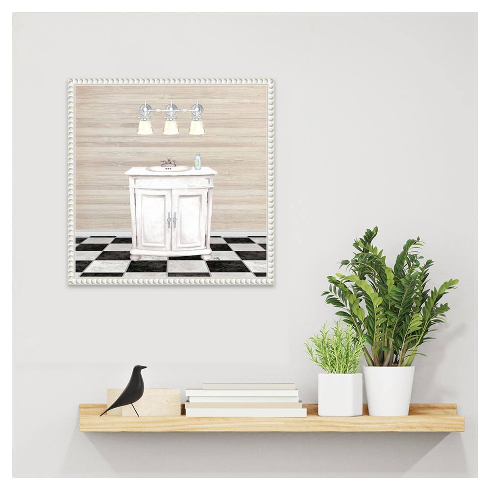 Elizabeth Medley White Canvas Bathroom Wall Art with Quote