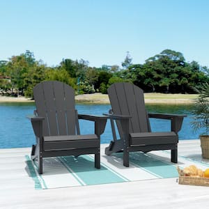 Addison 2-Pack Weather Resistant Outdoor Patio Plastic Folding Adirondack Chair in Gray