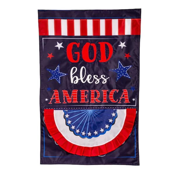 Evergreen Enterprises 2-1/3 ft. x 3-2/3 ft. Patriotic God Bless America Applique House Flag