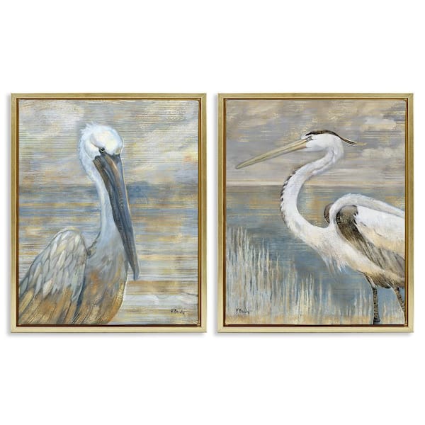 Stupell Industries Sea Birds Abstract Beach by Paul Brent 2-Piece Gold Floater Frame Animal Graphic Art Print 17 in. x 21 in.