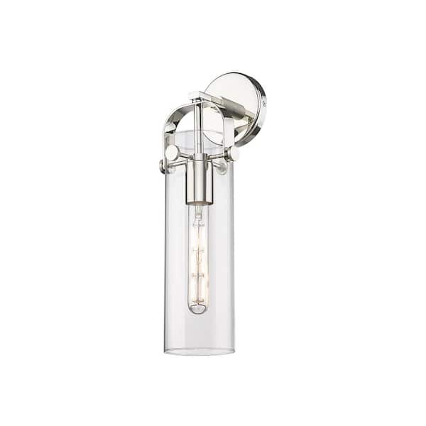 Pilaster 1-Light Polished Nickel Wall Sconce with Clear Glass Shade