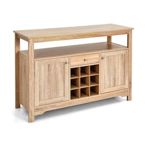 Natural Wood 45.5 in. Buffet Sideboard with 9-Wine Racks